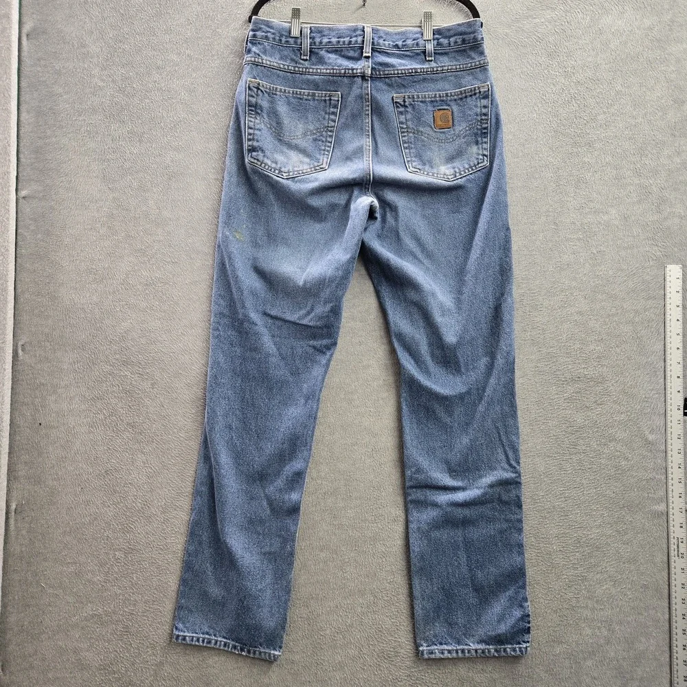 VINTAGE Carhartt Men Jeans 33X34 Blue Denim B18 DST Traditional Fit Y2K READ